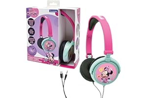 Lexibook, Disney Minnie, Cuffie stereo, volume sicuro per bambini, pieghevoli e regolabili, rosa/verde, HP010MN