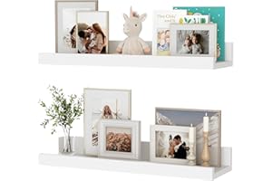 FEIHORRM Floating Shelves Set of 2, 40 cm White Floating Shelves Wood Wall Mounted Shelf Picture Ledge Shelf Kids Bookshelf for Living Room Kitchen Bedroom Bathroom Photo Display Home Organization & Wall Decor