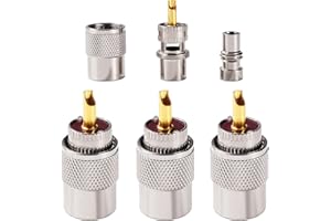 YIXISI 3 Pezzi Connettore PL259, Spina Connettore Coassiale Maschio a Saldare UHF PL 259 con Riduttore, Adattatore RF 50ohm per RG59, RG8, RG8x, LMR-400, RG-213, Compatibile con Antenna Radio CB Ham