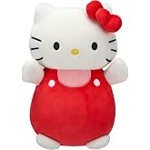 Squishmallows Orijinal Sanrio 10-in&ccedil; Hello Kitty Kırmızı ve Pembe Tulum HugMees - Orta Boy Ultrasoft Resmi Jazwares Peluş
