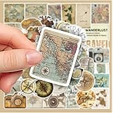 Ms Major Selection 50's Vintage Travel Map Stickers Set, Travel Sticker Set Laptop Notebook Tablet Sticker Set