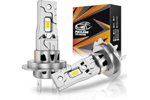 Pulilang Lampadina LED H7, 26000LM 6500K Bianca Fredda Luce, Mini Design 1:1 LED H7 Anabbaglianti o Abbaglianti CANBUS Ready, 2 Lampade