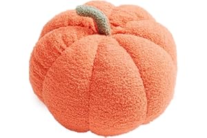 PAIKOE Halloween Pumpkin Throw Pillow, Plush Pumpkin Toy Stuffed Pumpkin Fluffy Plush Toys Soft Pumpkin Throw Pillow Gifts for Home Decoration Party Favors (Orange - 20 cm)