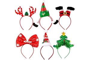 BETESSIN 6 Stück Weihnachten Haarreifen Lustige Haarband Weihnachtlicher Haarschmuck für Party Weihnachten Accessoires Neues Jahr Kopfschmuck Kostümparty Karneval Fasching usw.