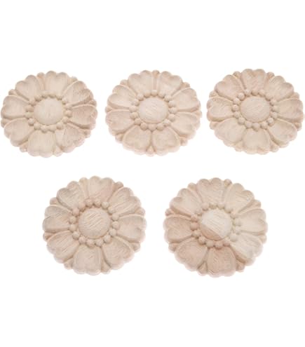 4 Holzschnitzereien Mit Blumenmuster – 4,5 Cm, Unbemalt Für Möbel & Türen