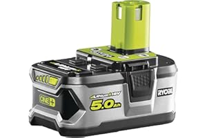 Ryobi - Batterie 18 Volts ONE+ 5,0 Ah Lithium-Ion - Compatible avec Tous les Outils 18V ONE+ et 100% Rétro-Compatible - Grande Autonomie et Performance - RB18L50