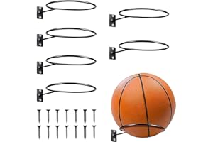 Newtic 6 Piezas Estante para Pelotas de Pared, Soporte de Pared para Pelotas de Metal,Almacenamiento de Pelotas de Pared con Tornillos, Estante para Pelotas de Baloncesto Rugby Voleibol Fútbol (Negro)