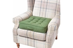 HOMESCAPES Green Armchair Booster Cushion Large Firm 50cm Square Seat Pad with Supportive 10cm Thick Lift Soft Touch Cotton Dark Green Cushion For The Elderly, Post-Operative and Pregnancy
