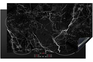 KitchenYeah© Copri Piano Cottura Induzione 91x52 cm Coprifornelli Fornello Proteggi Tutto per la Cucina Fornelli Nero - Bianco - Marmo