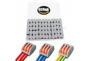 Connecteur à écrou à levier, conducteurs assortis CESFONJER, connecteur de fils électriques compacts unilatéraux, bornier à poussoir, connecteurs d'épissure 60 connecteurs câble pour câble 28-12 AWG