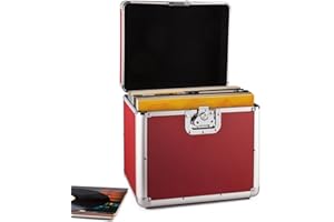 Resident DJ Time Capsule Custodia Valigia Porta vinili 70 Pezzi LP (Profilo in Alluminio Bordi e Cerniera in Metallo, alloggiamento in Alluminio, Imbottitura in Velluto) Rossa