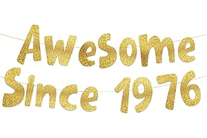 STERLING JAMES CO. Awesome Since 1976 Gold Glitter Banner - 50th Birthday and Anniversary Party Decorations