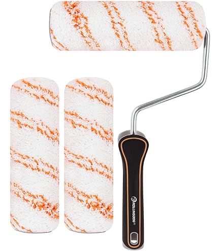 ROLLINGDOG Radiatorverfroller met velours van 10 cm en lange verstelbare handgreep, glanzend schilderij voor muren, plafonds, plinten