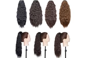 SEGO 45cm Coleta Postiza Rizada [Corn Wave] Pelo Sintético Se Ve Natural [Castaño Chocolate] (140g)