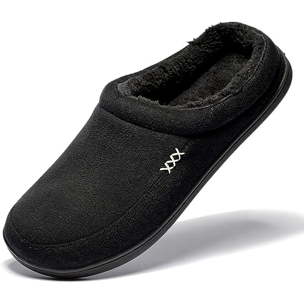 VeraCosy Mocassin pantoffels voor heren, comfortabel, zacht, duurzaam, instappers, binnenschoenen, traagschuim, huisschoenen, mat zwart, 8/9 UK