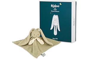 KALOO - Lapinoo - zielony szalik w kształcie królika - pluszowa zabawka dla niemowląt - kwadratowa 30 x 30 cm - dwa materiały wiskoza i sztruks bardzo miękki - pudełko prezentowe - od urodzenia,