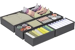 WANGIRL 8-Teiliges Schubladen Ordnungssystem für kleiderschrank, Schrank Organizer kleiderschrank, PP Vliesstoff, Faltbar, Waschbar, Schubladen Organizer für Unterwäsche Socken Krawatten, Grau
