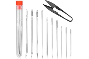 Deudy 12-teiliges Stücke Nähen Nadeln Set, Stücke Nadeln Großem Öhr, Geschliffene Dreikantnadel, Ungeschliffene Dreikantnadel für Hand Nähen Leder Handwerk Webarbeit Stricken