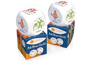 GLÜCKSGUT® Anti Stress Würfel | 2er Pack Piktogramme | Lustiger Stresswürfel | 6 Motive, Geschenkbox & Anleitung | Anti Stress Spielzeug, Kollegen Geschenk, Büro Geschenk, Anti Stress Geschenk