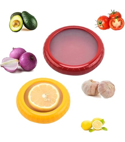 DAZZTIME Silikon Obst-Aufbewahrungsboxen - 4 Stück, Zwiebelförmig, Dicht Verschließbar, Für Kühlschrank