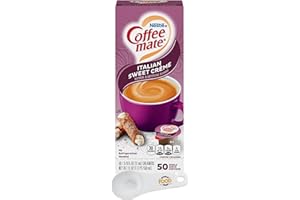 Nestle Coffee mate Liquid Coffee Creamer Singles, Italian Sweet Crème, 50 Ct Box with World Food Shop Scoop