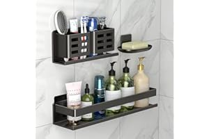 YESENT organizzatore per doccia,Mensola da bagno in alluminio,Adatto per bagno e cucina(3-teiliges Set - 40cm)