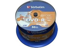 Verbatim DVD-R 4.7GB 16X GENERAL WIDE SUPLPHOTOPRINTABLE 50-SPINDLE