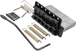 Musiclily Pro Vintage 56,5mm Trémolo Puente Strat Tremolo Bridge Selletas de Acero para Guitarra Eléctrica Vintage Fender American Strat, Negro