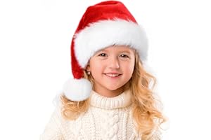 AMBANDIER Santa Christmas Hat for Adult kids Baby, Unisex Boys Girls Infant Soft Plush Classic Fur Xmas Holiday Hat, Thicken Comfortable Velvet Santa Claus for Christmas New Year Festive Theme Party Supplies