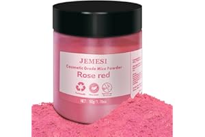 JEMESI Epoxidharz Farbe, 50g Mica Pulver Pigmente Epoxidharz für Kunstharz Gießharz Kerze Kosmetischer Lidschatten Nagellack - Rose Rote