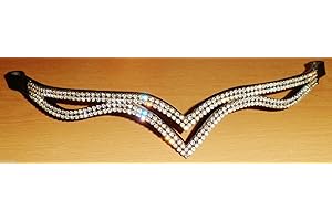 Cwell Equine Designer Ve Clear Crystal Browband Great Gift Idea Unique design Triple split Eye Shape (FULL 16", BLACK)