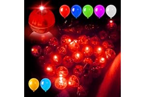 FFTANXS 100 Piezas Globos Luces Led Pequeñas,Mini Lampara Led Rojo,Luces Led Pequeñas Individuales Impermeable y Reutilizable,Mini Led Redondo para Cumpleaños, Boda, Fiesta,Navidad,Halloween