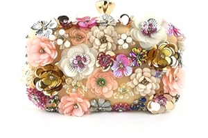 Jywmsc Damska torebka wieczorowa z kwiatem kopertówka ślubna elegancka torebka wieczorowa, złoty, M, Sprzęgło