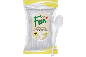 FUN BY AL BAYADER فن Everyday Disposable Plastic Spoon Set 6.5 Inch - White - Pack Of 50