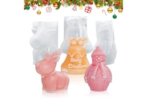 ‎SHEPIN 3 Stück Silikonform Weihnachten Set, Kerzenformen zum Gießen Silikonformen Gießformen Weihnachten Kerzen Selber Machen Set, Kerzen Formen Silikon Weihnachten Handwerk Ornamente