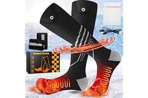 LABEHOLD Beheizbare Socken Beheizte Socken Herren Damen - 5000mAh Akku Wiederaufladbare Beheizte Socken 3 Einstellbarer Temperatur Elektrisch Heizsocken für Outdoor Reiten Wandern Motorrad Skifahren