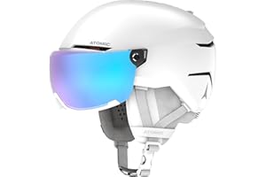 ATOMIC Casque de Ski stéréo Savor Visor avec visière - Absorption maximale des Chocs - Système de Ventilation Active Aircon - Miroir de qualité supérieure pour Une Vision Claire