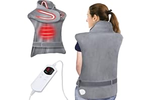 Arlierss Manta Electrica Espalda y Cuello, 90x60cm Almohadilla Térmica Electrica con 6 Niveles de Temperatura, Apagado Automático, Calentamiento Rápido, Franela, Oficina y Hogar, Lavable a Máquina