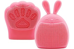 MR LION Baby Bath Brush Set - Bunny Shape Silicone Baby Cradle Cap Brush - Exfoliate and Massage - Shampoo Scalp Scrubbie for Hair Care and Body Care - Bath Time Essential (Pink)