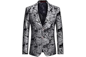 Allthemen Blazer de Lentejuelas para Hombre Chaqueta con Purpurina Dorada Esmoquin de Boda de Corte Entallado