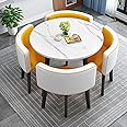 Kitchen Breakfast Bar Table And Chair Set, Dining Round Table Soft Backrest Seat Modern Style Furniture Coffee Kitchen, Space-Saving Furniture Office Conference Tables ( Color : Yellow and white )