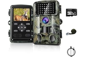 HAZA Wildkamera,2.7K Wildtierkamera,58MP Full HD wildkamera mit bewegungsmelder nachtsicht,beobachtungsmonitore mit 32G SD Karte,0,1s Auslösezeit,IP66 Wasserdicht,Timer,Zeitraffer,Tierkamera (2.7K)