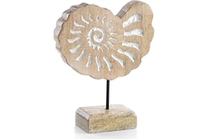 Logbuch-Verlag Conchiglia in legno di ammonite naturale, colore marrone, decorazione per il bagno, 15 cm