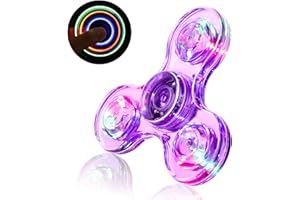 SCIONE Fidget Spinner LED Cristal Hand Spinner Lumineux Jouet Sensoriel Fidget Toys Anti Stress ADHD pour Enfants Adultes Halloween Noël Violet