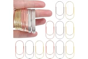 XINJODUZ Duże spinacze biurowe, 30 sztuk, złote, metalowe, spinacze papierowe, owalne klipsy, do biura, klasy, do akt, przyborów szkolnych (srebrny, złoty, różowe złoto)