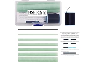 RIGGED & READY TRAVEL FISHING Rigged and Ready Travel Fishing Fish Rig - Fishing Rod Repair Kit,Fishing Rod Guides Rod Spinning Rod Guides,7 x 12cm Replacement Insert Parts Set For Damaged Poles + Whipping Thread + Instructions.