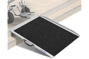 ‎LIEKUMM LIEKUMM 91 x 73 cm Rollstuhlrampe, 300 kg Kapazität Aluminium Rampe für Rollstuhl, Schwellenrampe für Zuhause, Stufen, Tragbar Auffahrrampe für Elektro-Rollstuhl, Scooter, Kinderwagen, Warenwagen