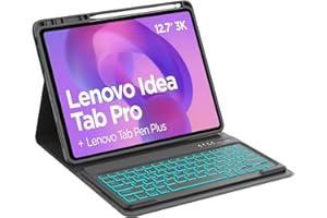Occtingkind Tastiera Retroilluminata 7 Colori per Lenovo Idea Tab Pro 12,7" 2025 - Custodia Tastiera Bluetooth con Protezione 360°, Layout Italiano, USB-C, Per Xiaoxin Pad Pro/Moto Pad, Nero