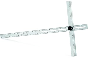 AUSONIA - 47452 REGLA T DE ALUMINIO DE 120 CM CON ÁNGULO AJUSTABLE, PLEGABLE PARA TRANSPORTAR Y ALMACENAR FÁCILMENTE. GROSOR DE 4,7 MM