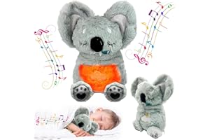 FORTIVAE Breathing Koala, Anxiety Bear, Soothing Koala for Adults, Breathing Otter Sleep Buddy with Calming music, Light, Soft Plush Toy, Gift for Baby and Adults(Big Moving Ears)